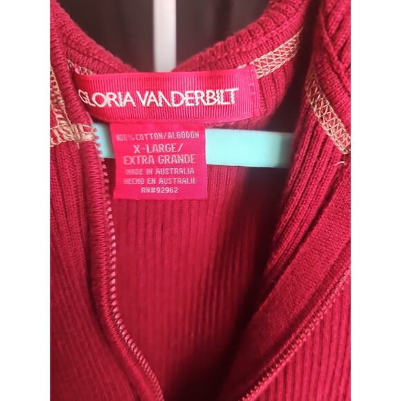 Gloria Vanderbilt Womens Burgandy Zip Up Sweatshirt Size XL - Picture 2 of 3